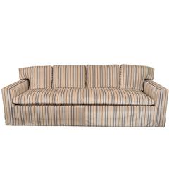 Vintage Midcentury Down Sofa in Striped Cut Velvet