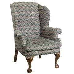 Antique Walnut Chippendale Style Wingchair with Shells