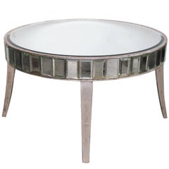 Shimmering American Mirrored Cocktail Table with Silver Giltwood Supports