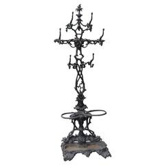 19th Century Wrought Iron Hall Tree, Probably, American
