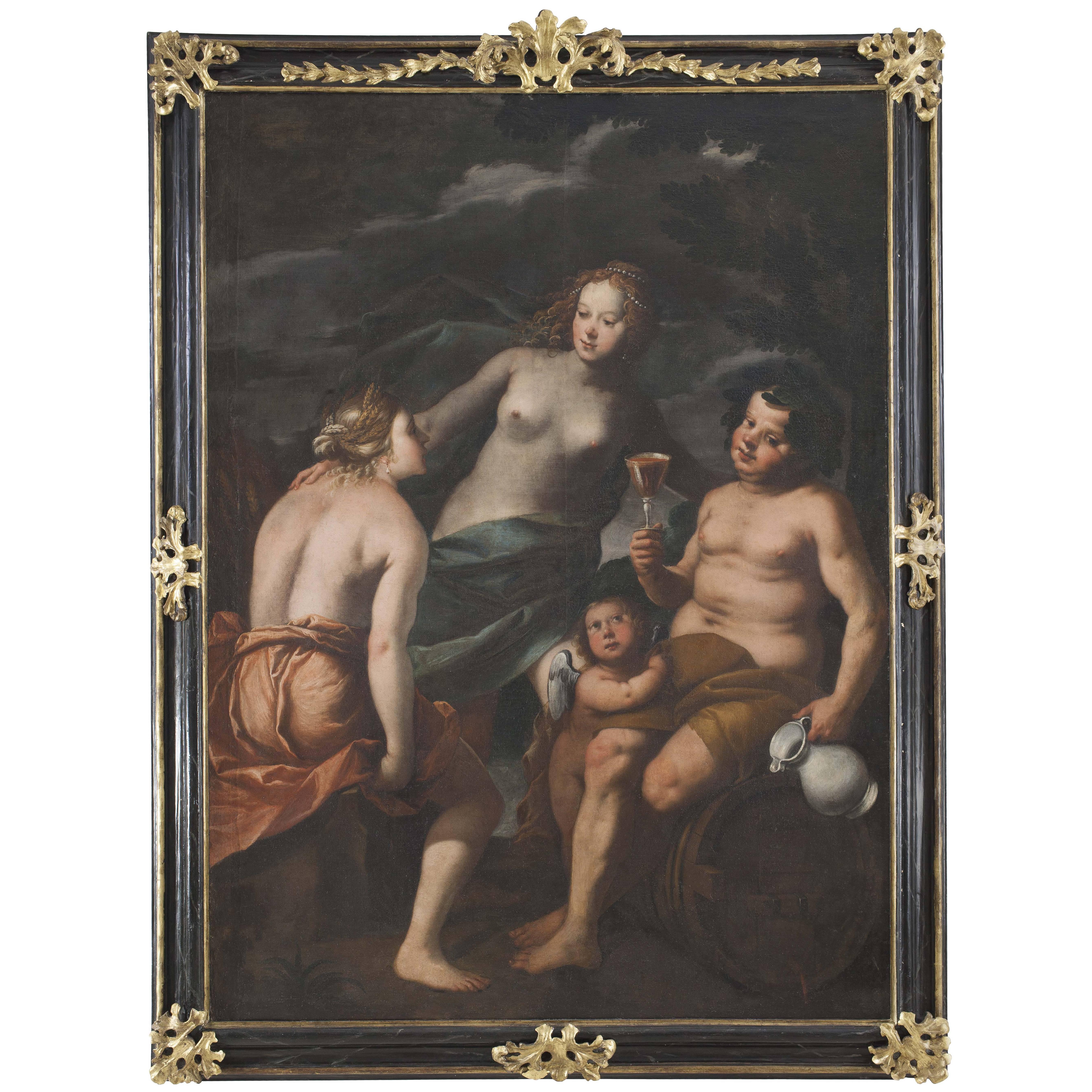 Painting Depicting Ceres Bacchus and Venus by Giuseppe Montalto