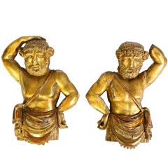 Pair of French Giltwood Wall Statues