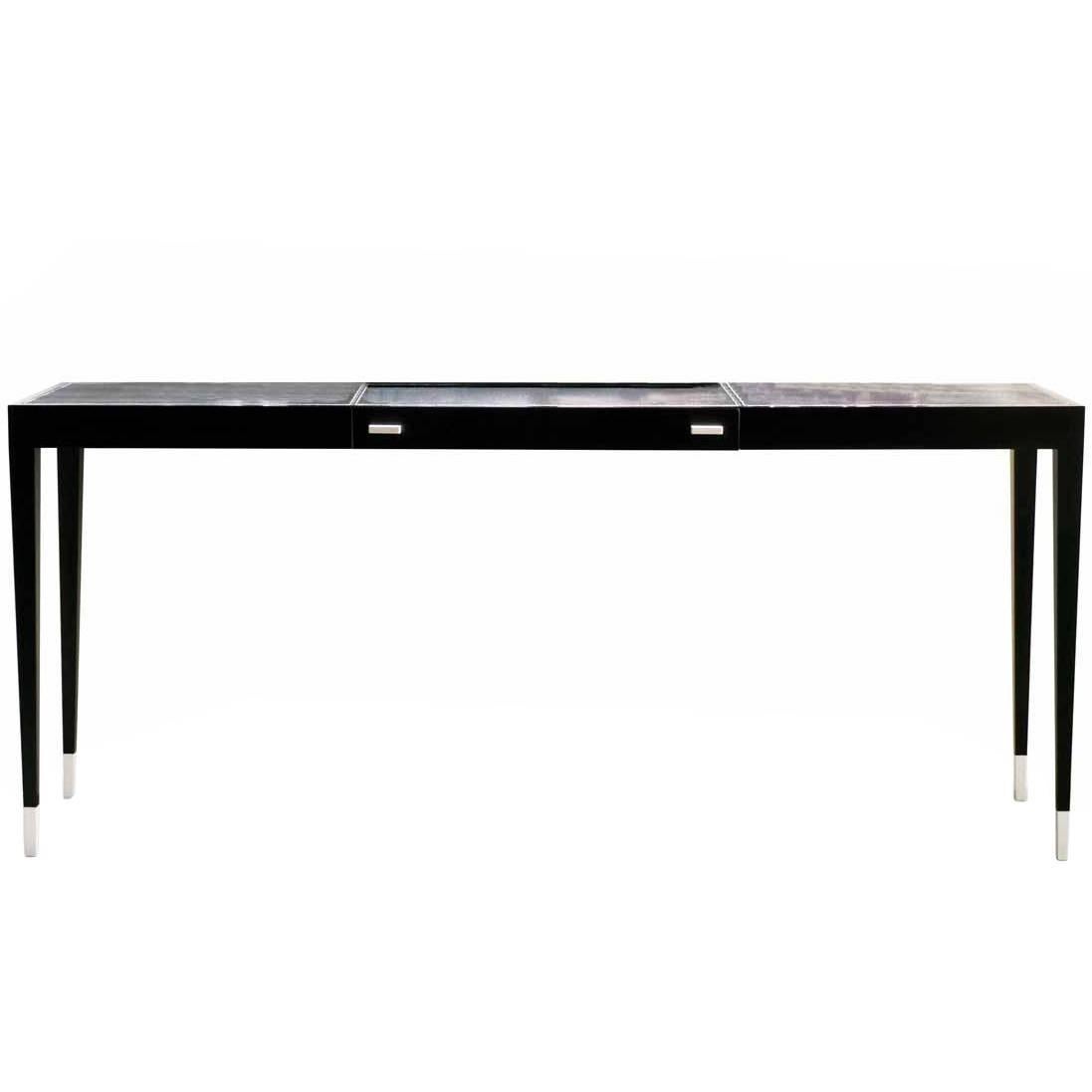Italian Modern Single Drawer Zoe Leather and lacquered console by Dom Edizioni For Sale