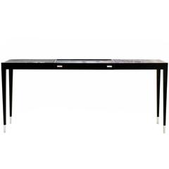Italian Modern Single Drawer Zoe Leather and lacquered console by Dom Edizioni