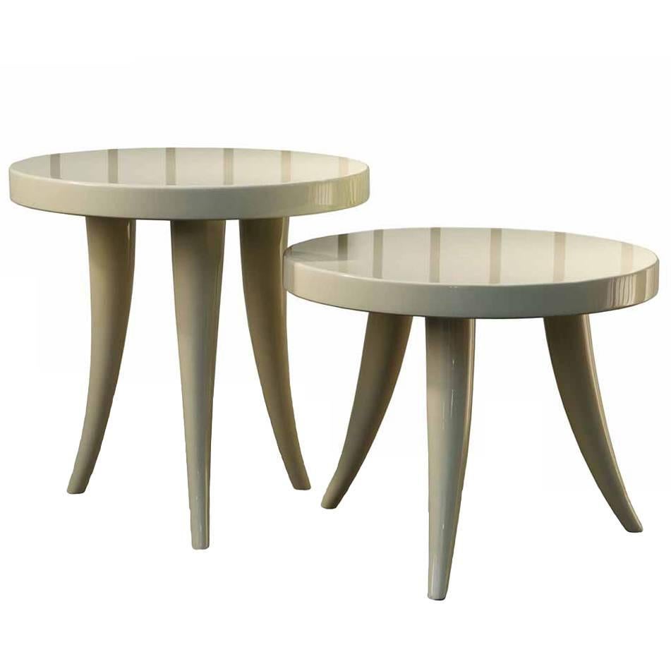 Pair of modern Sabre Gueridon Lacquer Tables by Dom Edizioni from Italy For Sale