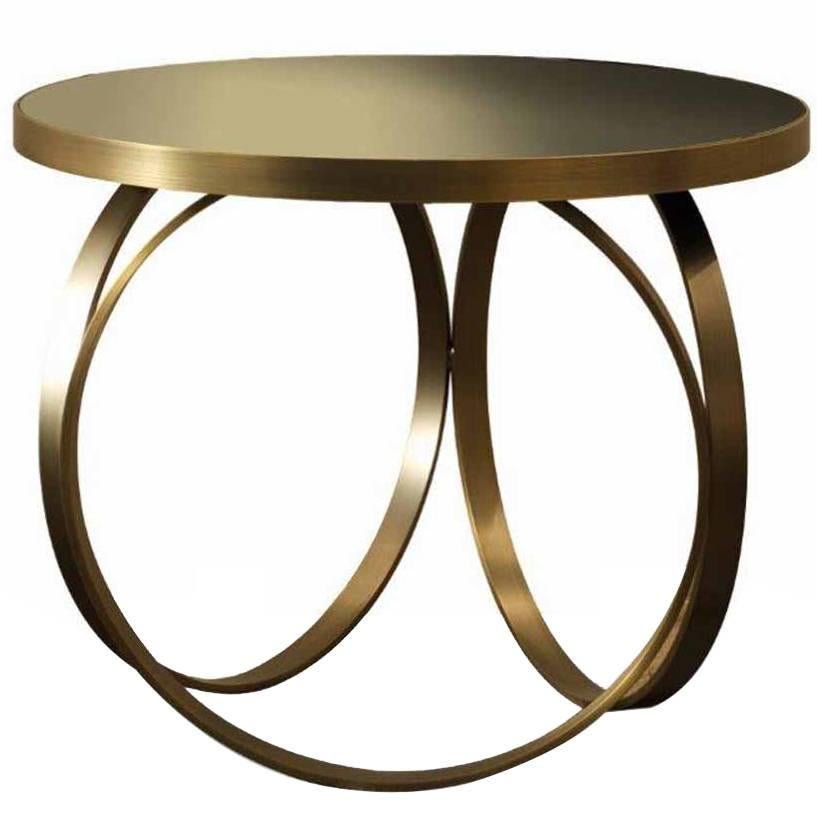 Italian modern Ottoline Brass lacquer Side or Small Dining Table by Dom Edizioni For Sale