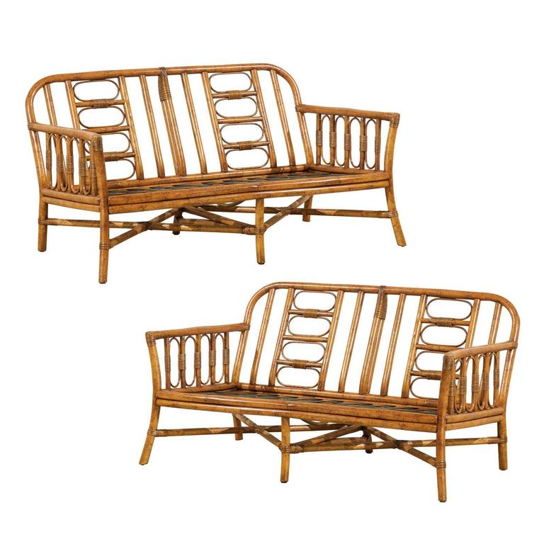 Decorative Vintage Rattan Loveseat By Ficks Reed At 1stdibs Decorative Vintage Rattan Loveseat By Ficks Reed For