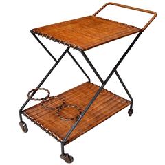 French Rattan Bar Cart