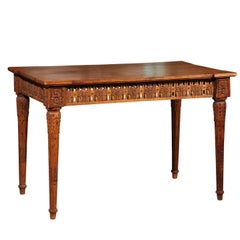 French Period Directoire Table with Carved Apron and Palmette Motifs, circa 1805