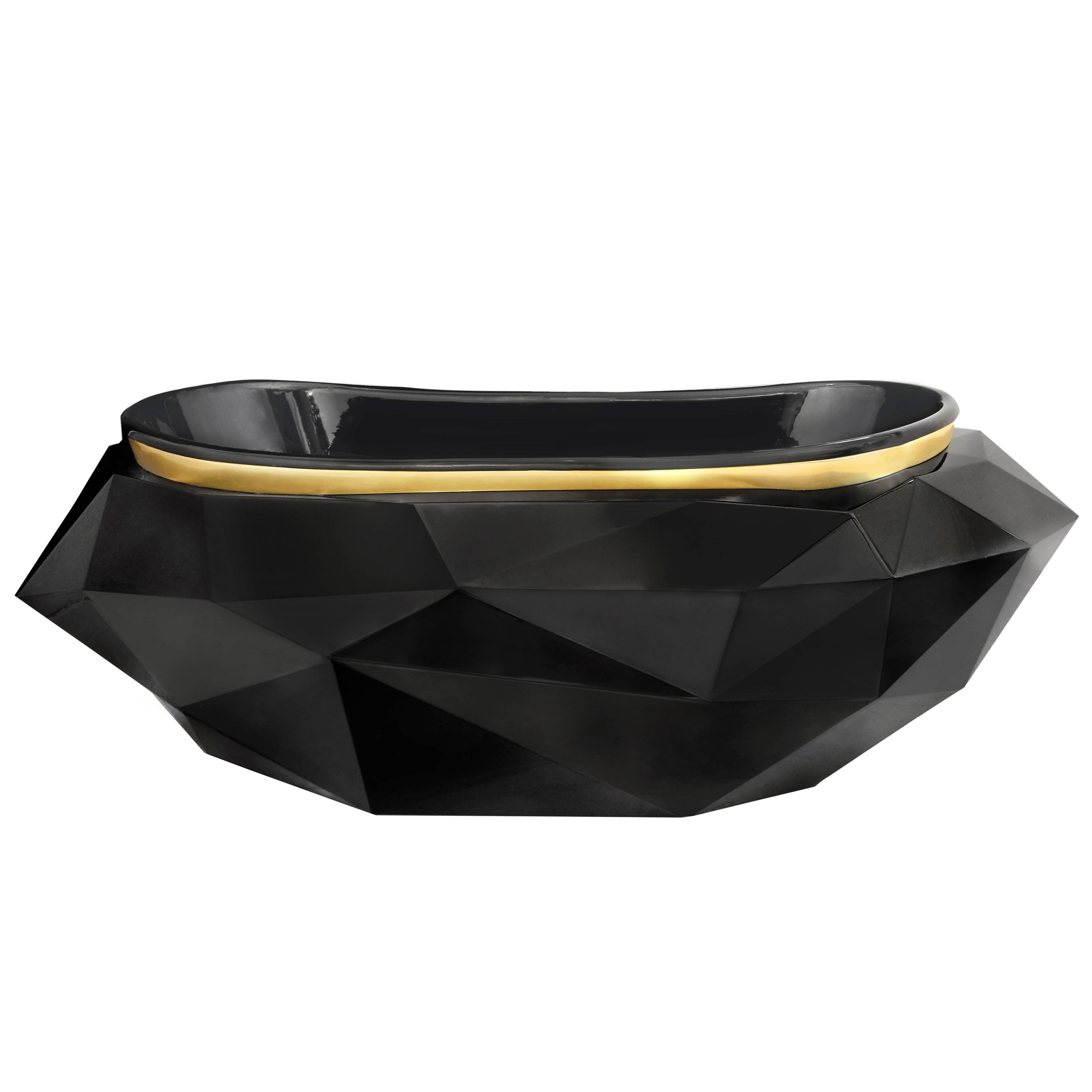 The ultimate luxurious addition to any bathroom, this exquisite geometric bathtub design is both contemporary and glamorous. It has clean lines and offers comfort whilst keeping an exclusive bold look. It's shape will become timeless like a cut