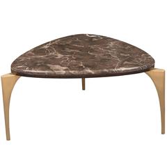 Marble and Cast Brass Contemporary Cocktail Coffee Table from France
