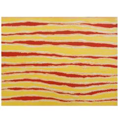 Australian Aboriginal Warm Yellow and Red Stripe Acrylic Painting on Canvas