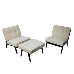 Pair of Lounge Chairs Model 856 and Ottoman by Ico Parisi