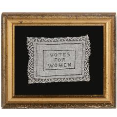 Antique Whitework "Votes for Women" Textile