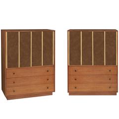 Pair of Wardrobes in Mahogany and Leather by Harvey Probber 9