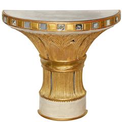 A Serge Roche Style Demilune Giltwood Console with Mirrored Top 10