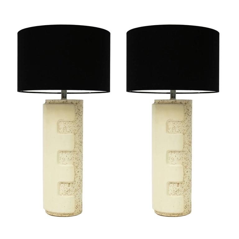 Pair of Large 1970s Brutalist Ceramic Table Lamps For Sale