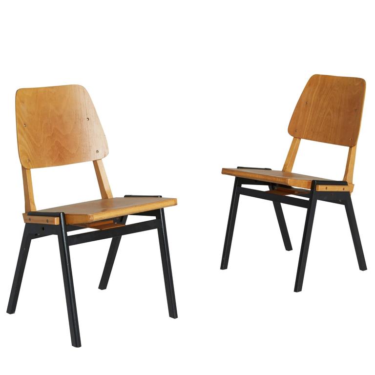 Danish Industrial Stacking Chairs, Pair, circa 1950s - ON SALE at 1stDibs