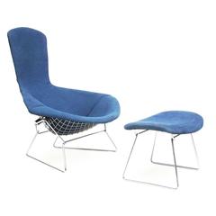 1970s Bird Chair and Footstool by Harry Bertoia