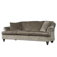 Custom Rolled Back Sofa in Grey Chenille