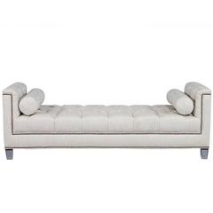 Carrocel Custom Lucite Tufted Daybed with Brass Nail Trim