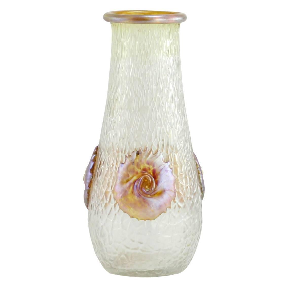 Early 20th Century Bohemian Glass 'Nautilus' Vase by Loetz For Sale