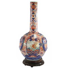 Antique Early 20th Century Meiji Era Imari Porcelain Bottle Vase