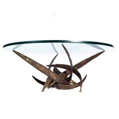Brutalist Torch-Cut Steel Cocktail Table in the Style of Silas Seandel