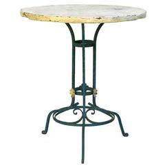 Vintage French Painted Iron and Faux Terra Cotta Garden Table
