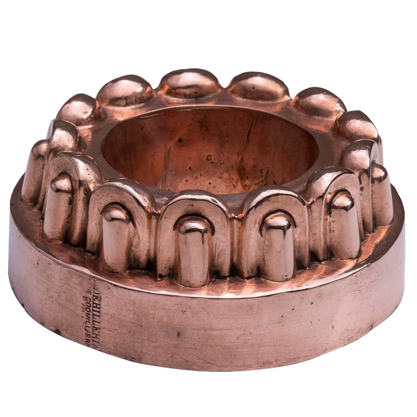French Copper Fancy Border Ring Mould by Dehillerin, 19th Century For Sale
