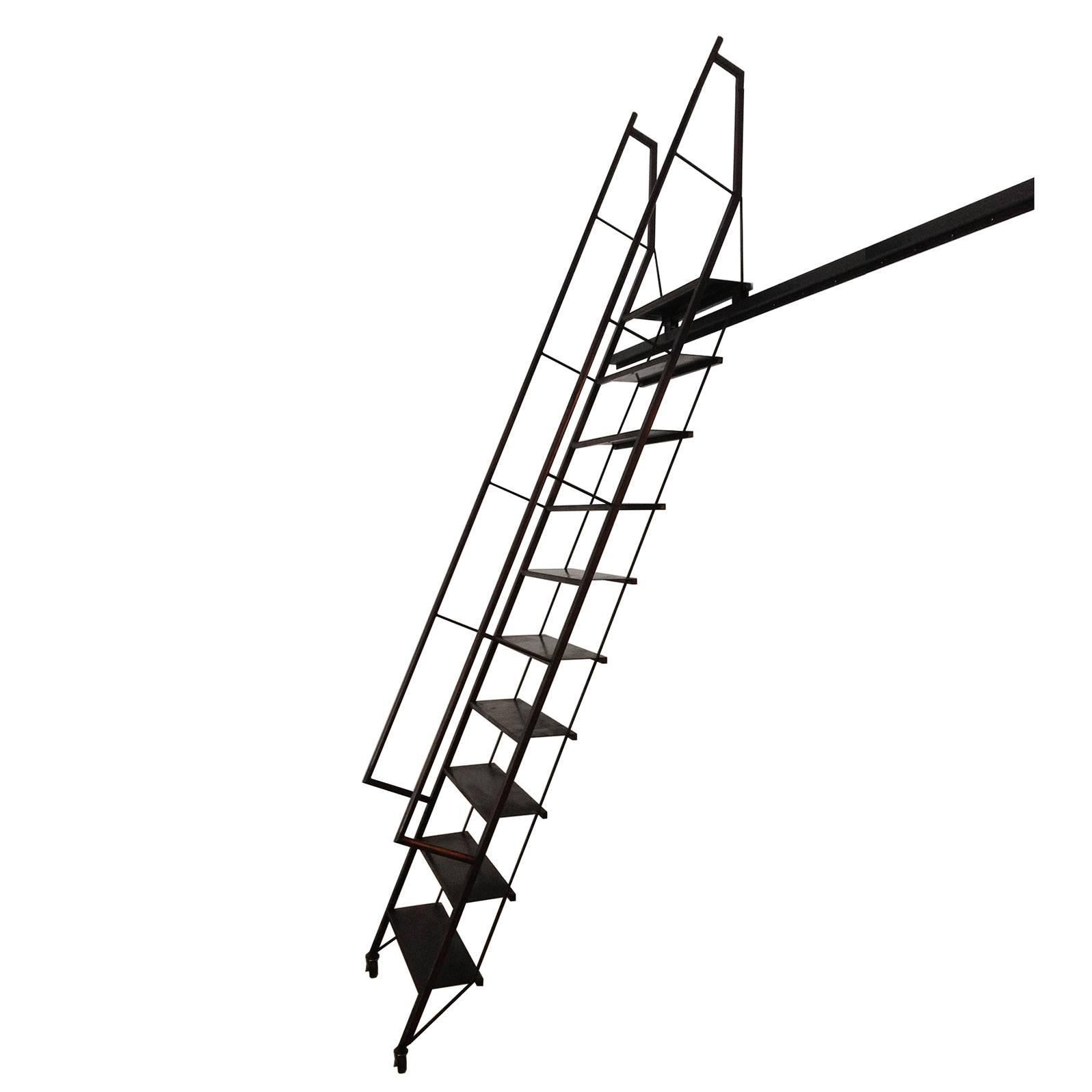 Monumental Custom Steel Rolling Library Ladder