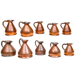 Set of Ten 19th Century Copper Jugs