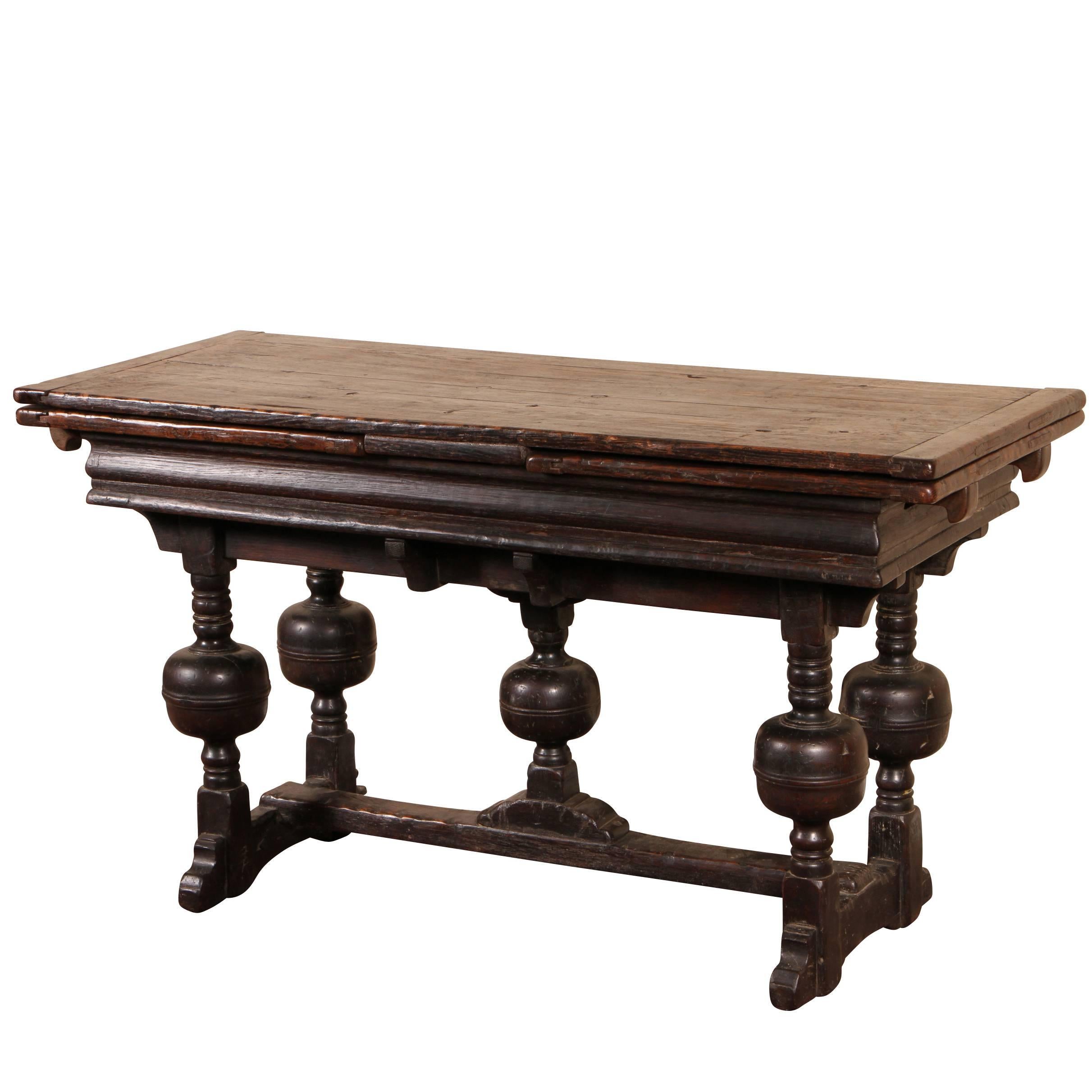 Antique Jacobean Style Oak Library Refectory Table