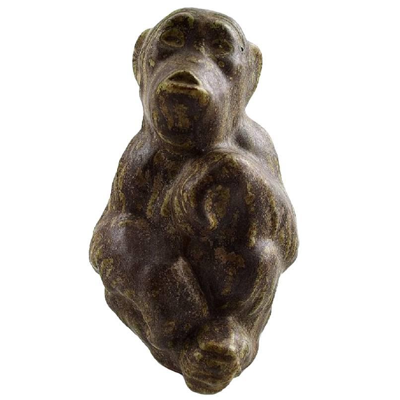 Rare Arne Bang, Ceramics, Chimpanzee, Hallmarked AB 81, 1940s
