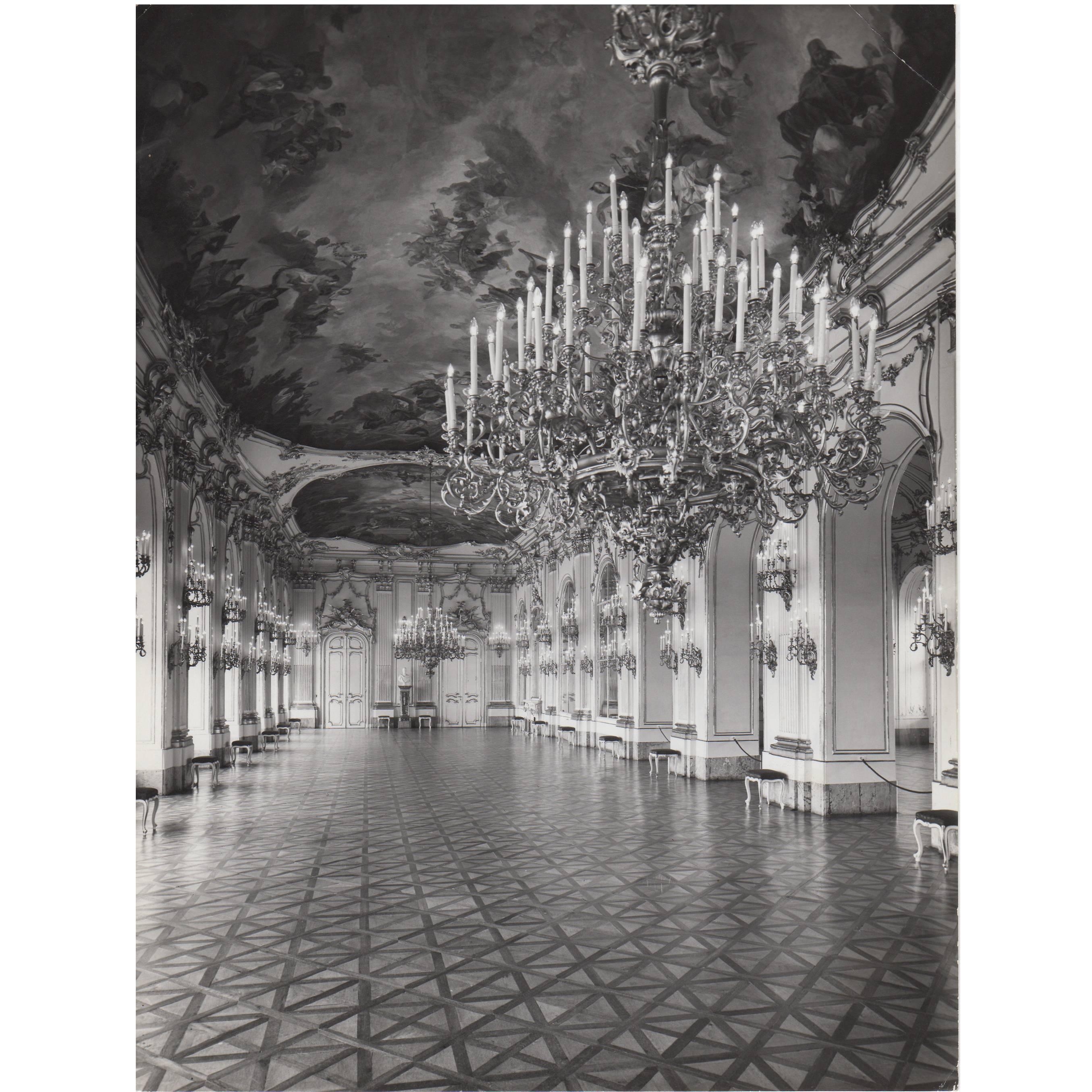 Vintage Photography Print by Lucca Chmel, Interior of Schönbrunn Palace, 1960s For Sale