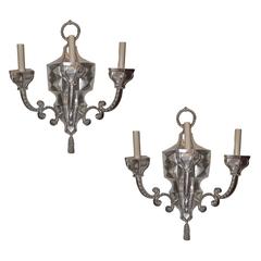 Set of Four Large Silver Plated Sconces 5