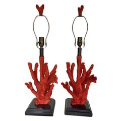 Pair of Faux Coral Shaped Table Lamps