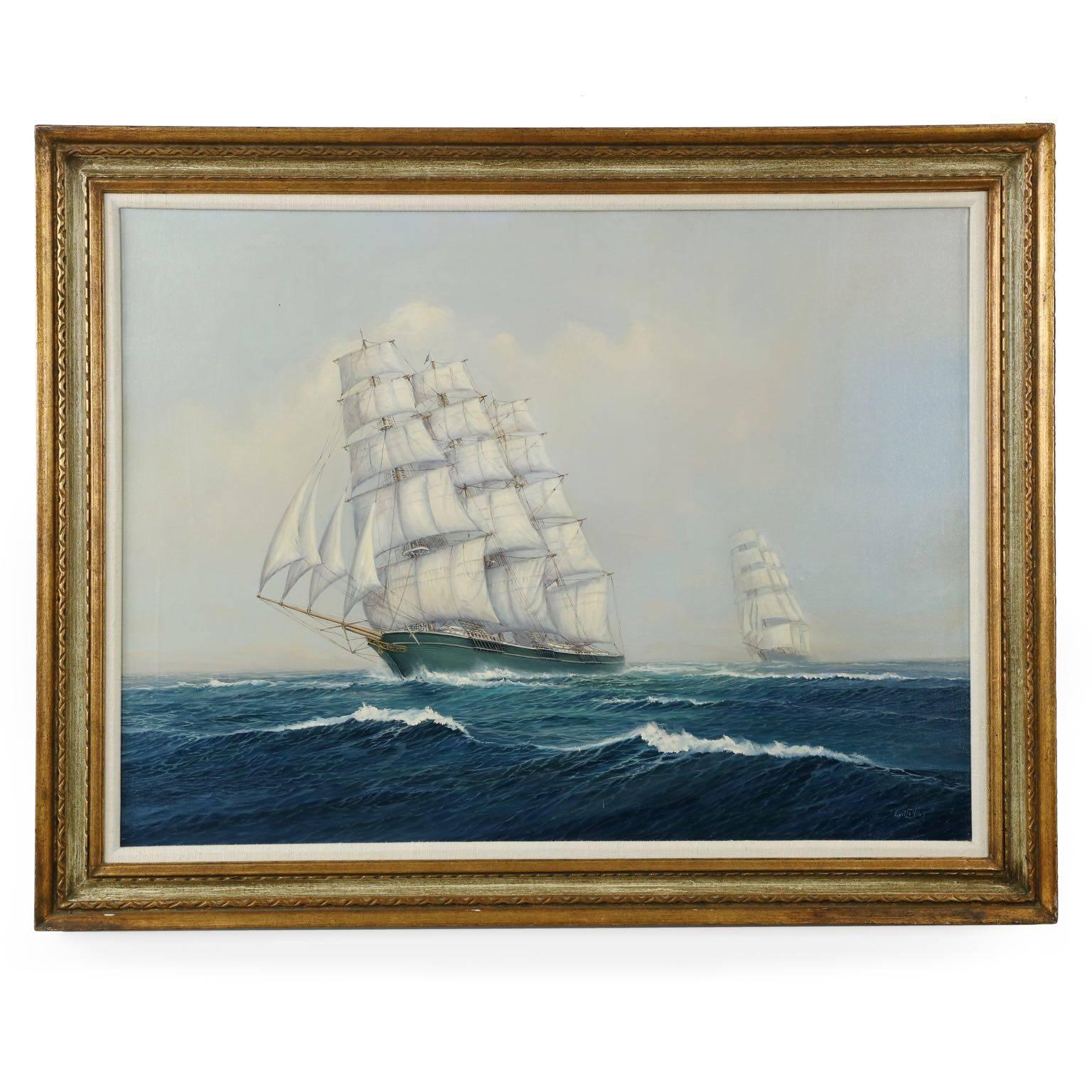 Earl Collins Nautical Marine Oil Painting on Canvas, "Clipper Northern Eagle"