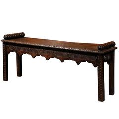 Antique English Oak Carved Bench