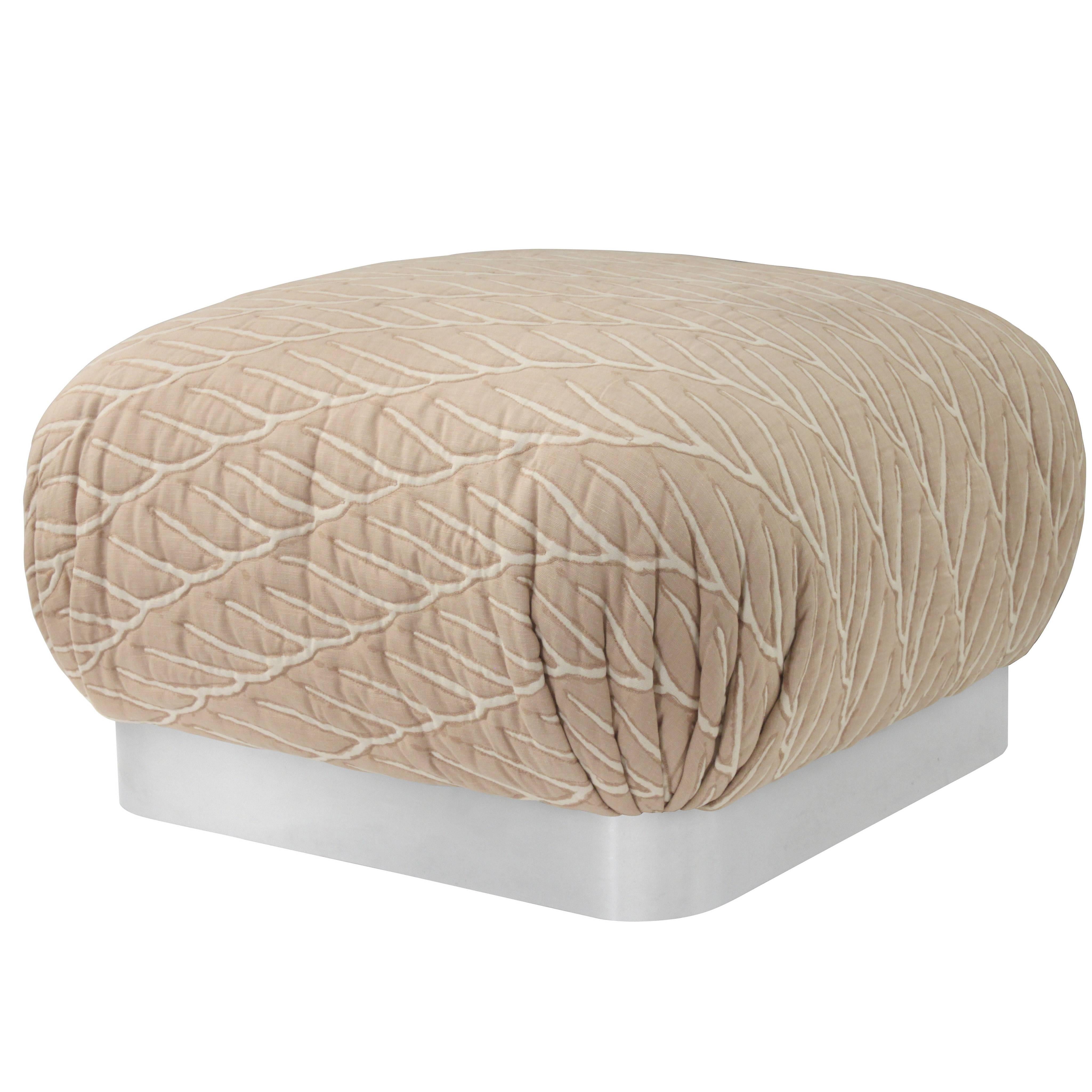 Large Square Upholstered Ottoman in the Manner of Karl Springer