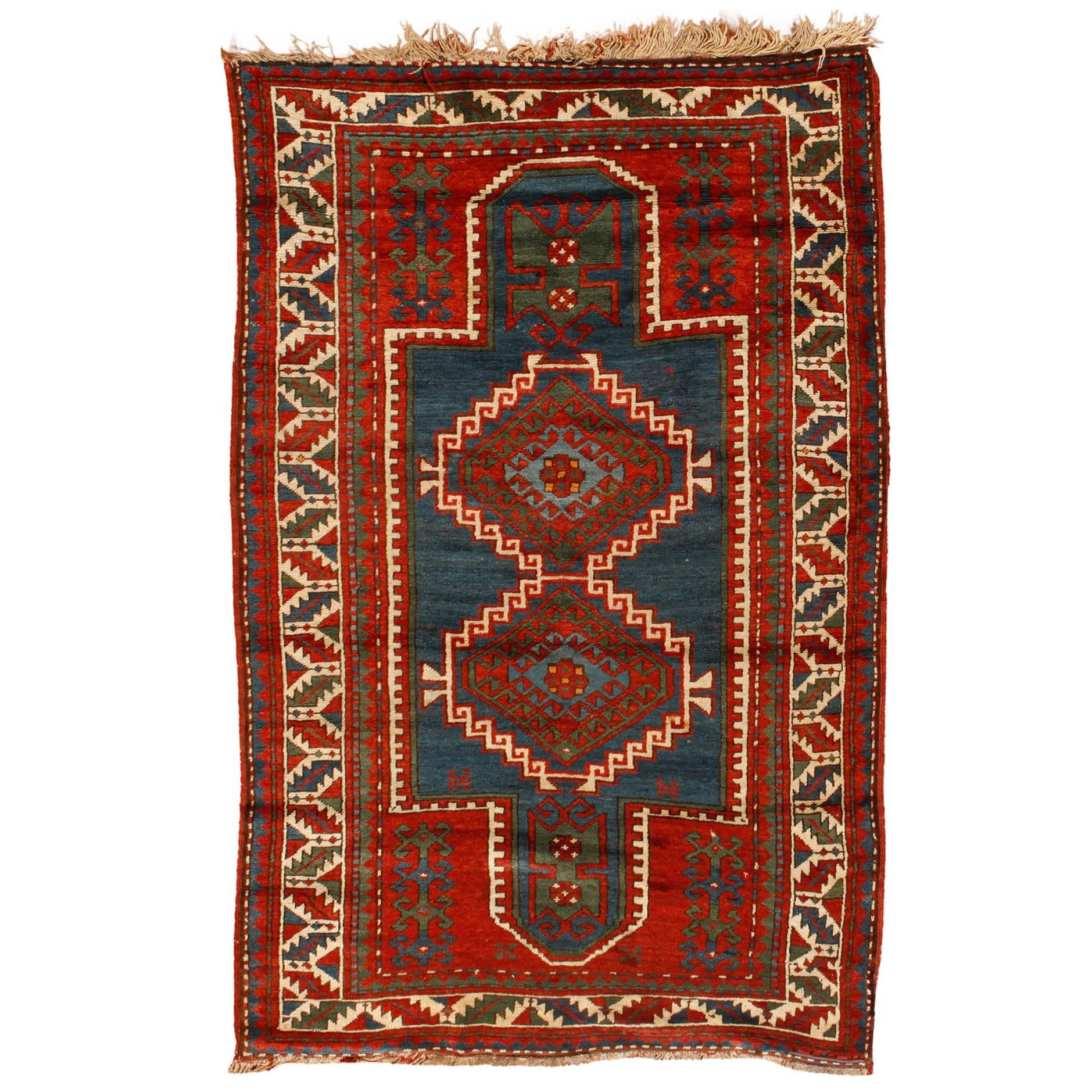 Antique Early 20th Century Caucasian Kazak Rug For Sale