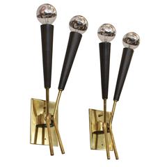 Pair of Two Light Stilnovo Style Sconces, Italy, 1960s 12