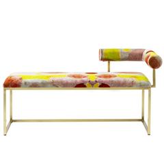 Awaiting - L Bench Printed Velvet and Brass 12