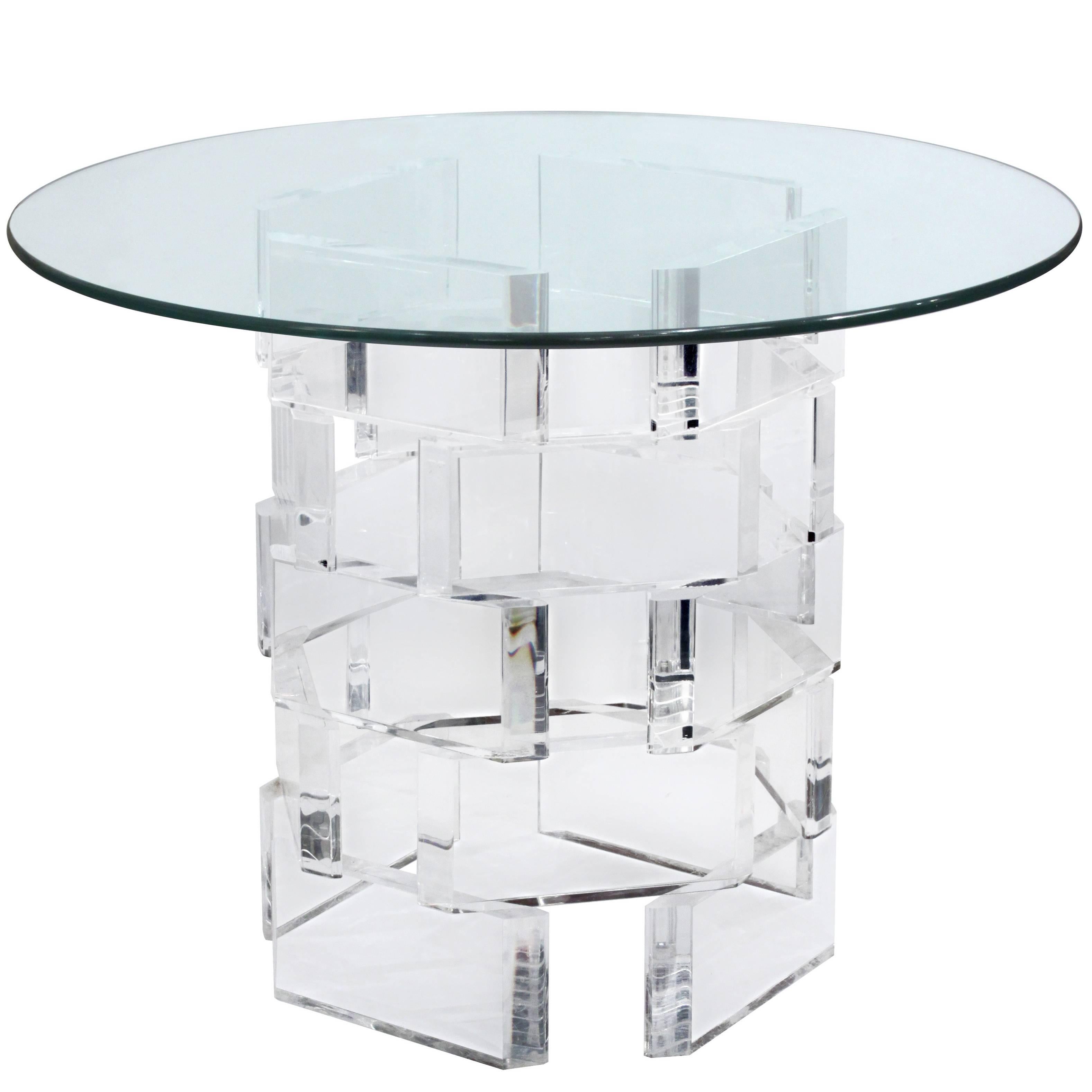 Chic Stacked Lucite Blocks Side Table