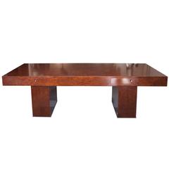Spectacular Brown Loupe Wood Desk, circa 1930 7