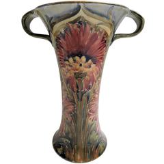 Rare William Moorcroft Cornflower Two Handle Trumpet Shape Vase, circa 1920s