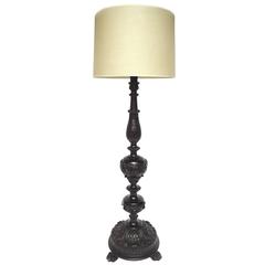 Victorian Carved Mahogany Floor Lamp