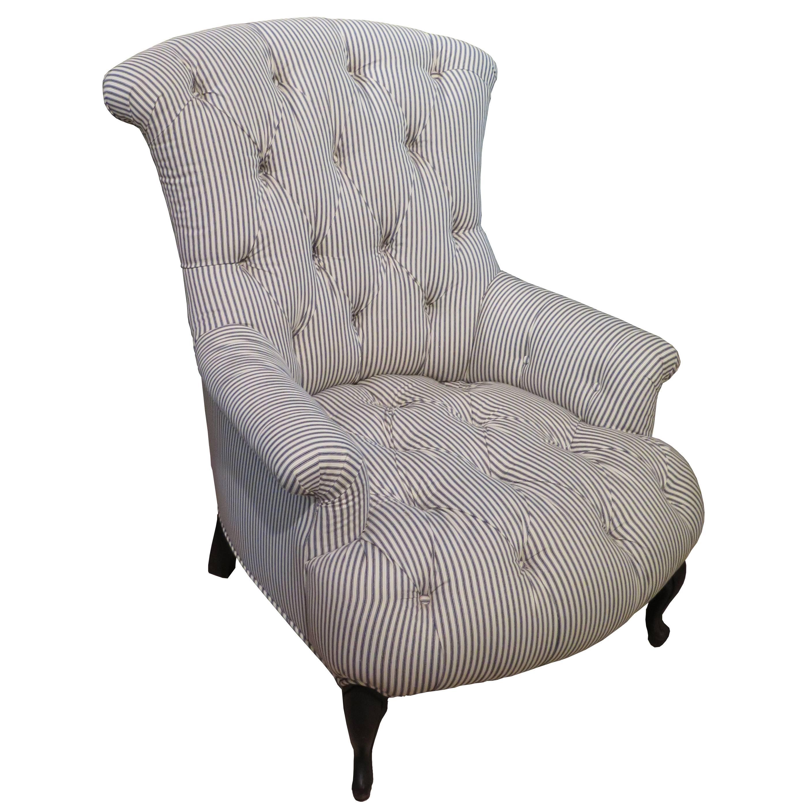 19th Century, French Tufted Armchair