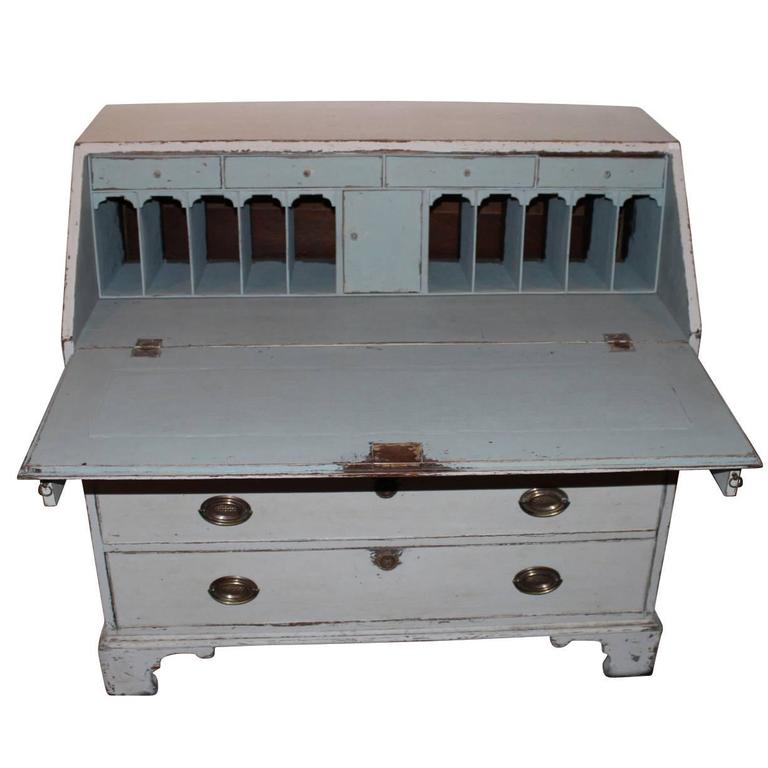 Beautiful Grey Painted Antique Gustavian Writing Bureau 1860