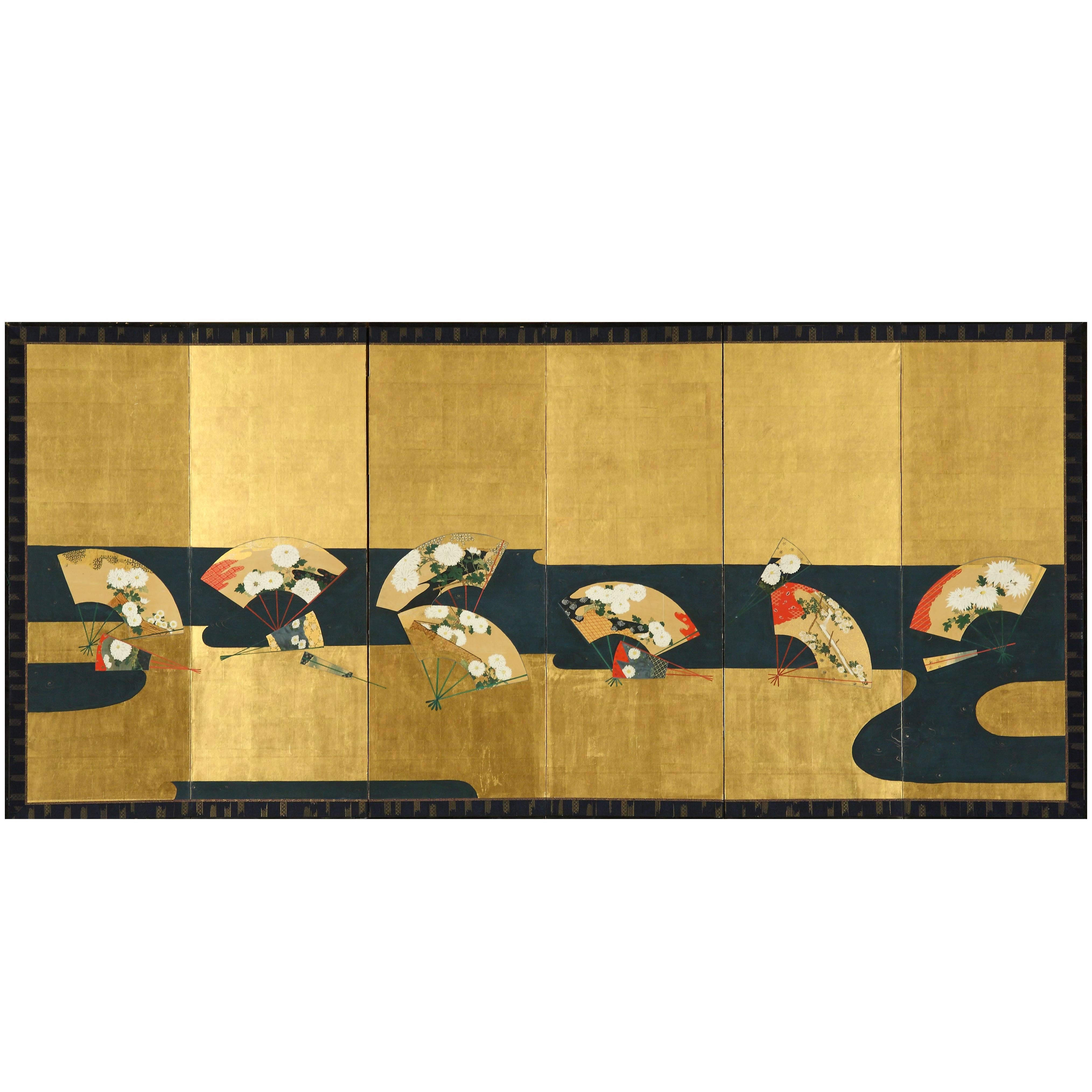 19th Century, Japanese Screen, Kano School, Edo Period For Sale